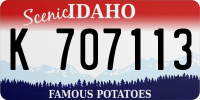ID license plate K707113