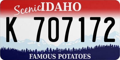 ID license plate K707172