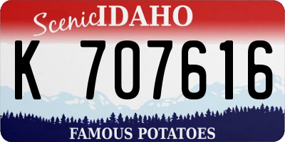 ID license plate K707616