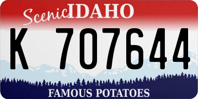 ID license plate K707644