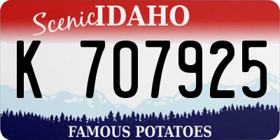 ID license plate K707925