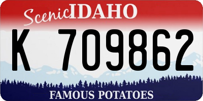 ID license plate K709862