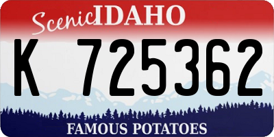 ID license plate K725362