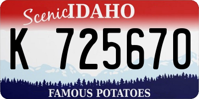 ID license plate K725670