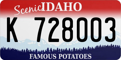 ID license plate K728003