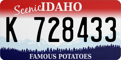 ID license plate K728433