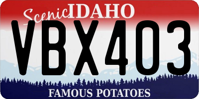 ID license plate VBX403