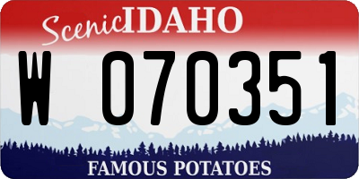 ID license plate W070351