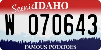 ID license plate W070643