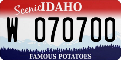 ID license plate W070700