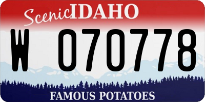 ID license plate W070778