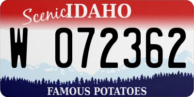 ID license plate W072362