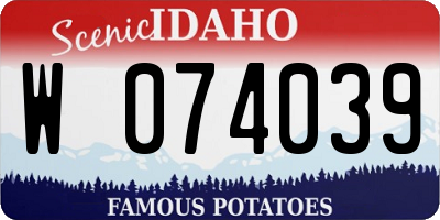ID license plate W074039