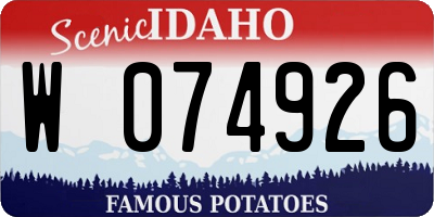 ID license plate W074926