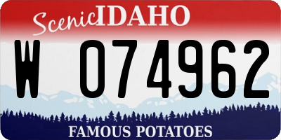 ID license plate W074962