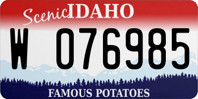 ID license plate W076985