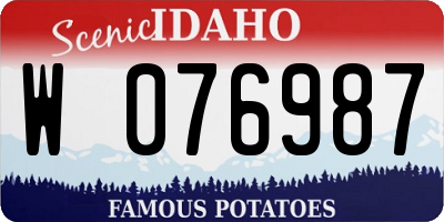 ID license plate W076987