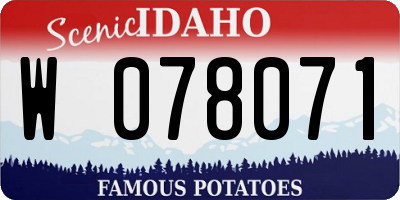 ID license plate W078071
