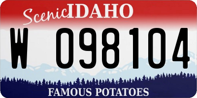 ID license plate W098104