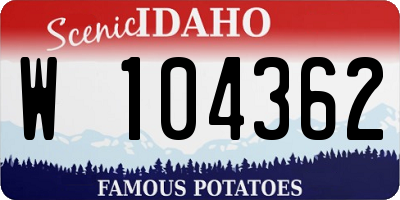 ID license plate W104362
