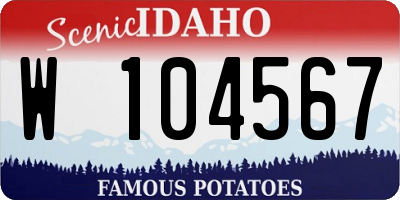 ID license plate W104567