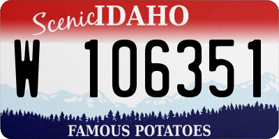 ID license plate W106351
