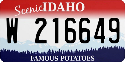 ID license plate W216649