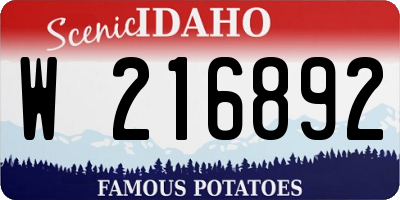 ID license plate W216892