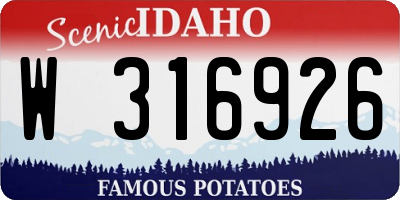 ID license plate W316926