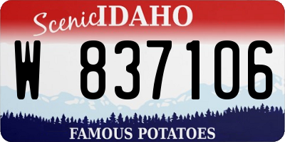 ID license plate W837106