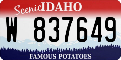 ID license plate W837649