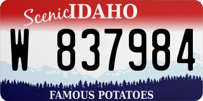 ID license plate W837984