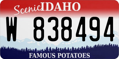 ID license plate W838494