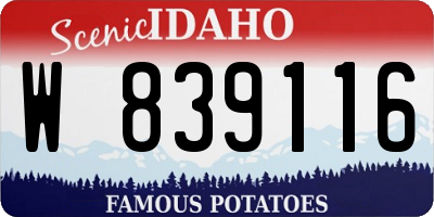 ID license plate W839116