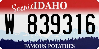 ID license plate W839316