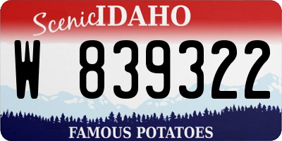 ID license plate W839322