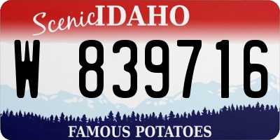 ID license plate W839716