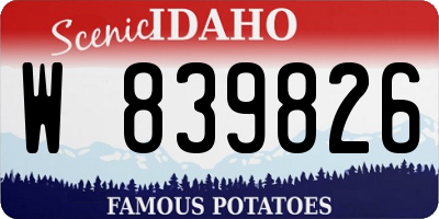 ID license plate W839826