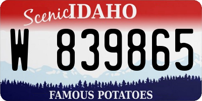 ID license plate W839865