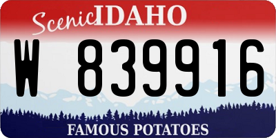 ID license plate W839916
