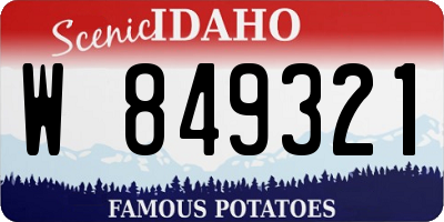 ID license plate W849321