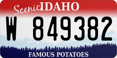 ID license plate W849382