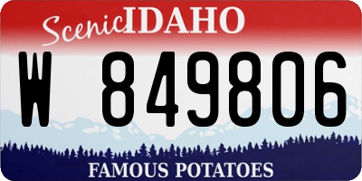ID license plate W849806