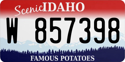 ID license plate W857398