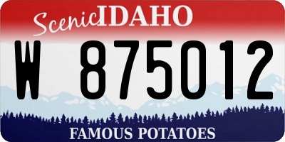 ID license plate W875012