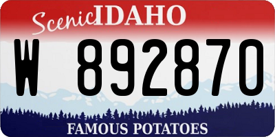 ID license plate W892870