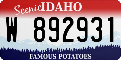 ID license plate W892931