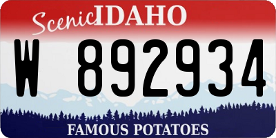 ID license plate W892934