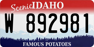 ID license plate W892981