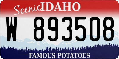 ID license plate W893508
